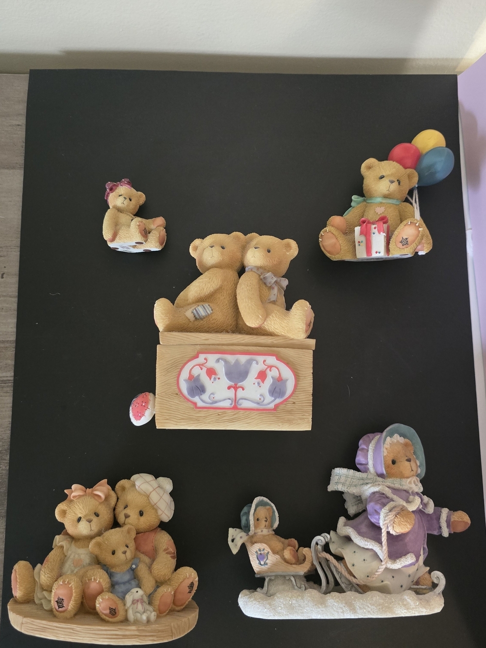 Cherished Teddies Decorative Bear Figurine Set - Beige